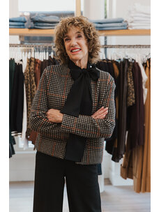 VINCE INTARSIA GLEN PLAID JACKET