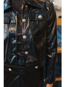CINQ À SEPT JENN CRINKLED LEATHER JACKET