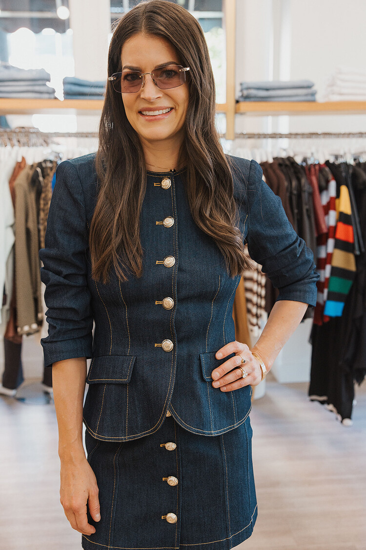 CINQ À SEPT CHRIS DENIM SCRUNCHED JACKET