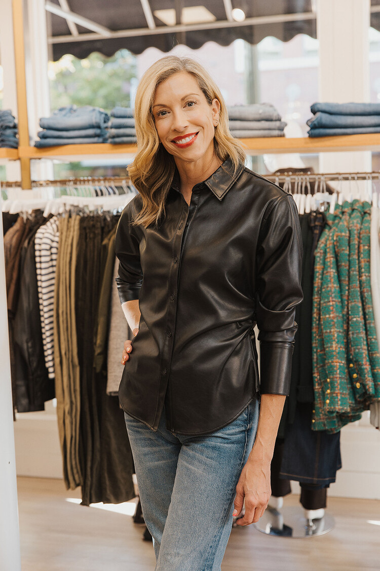 RAG & BONE LEAH FAUX LEATHER SHIRT