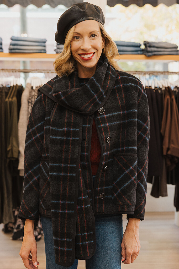 VERONICA BEARD  MARTINE DICKEY COAT WITH SCARF