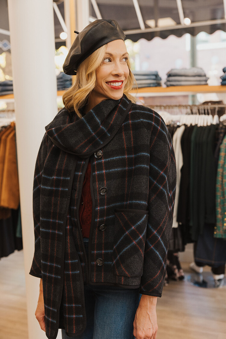 VERONICA BEARD  MARTINE DICKEY COAT WITH SCARF