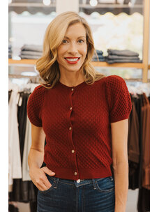 ALICE + OLIVIA SABINE PUFF SLEEVE CROP CARDI