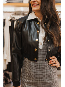 ALICE + OLIVIA BARTON VEGAN LEATHER BOMBER JACKET