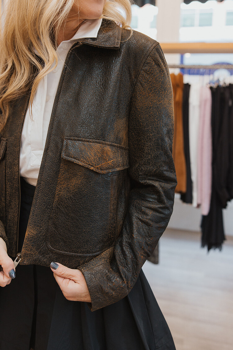 SIMKHAI  SAGE LEATHER JACKET