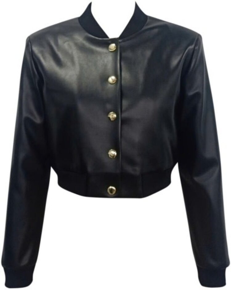 ALICE + OLIVIA BARTON VEGAN LEATHER BOMBER JACKET