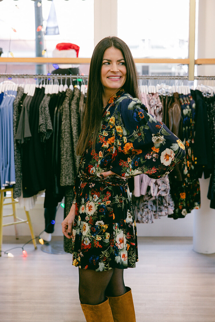 ALICE + OLIVIA ANTONETTE BUTTON FRONT MINI DRESS