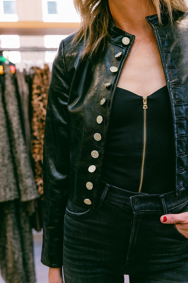 ALICE + OLIVIA EVE ZIP FRONT BODYSUIT