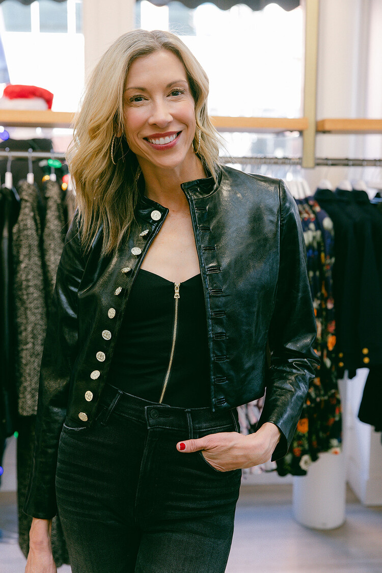 ALICE + OLIVIA EMERSON VEGAN LEATHER MILITARY JACKET