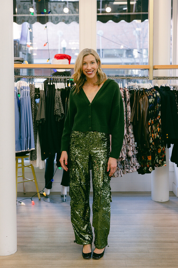 ALICE + OLIVIA OLYMPIA SEQUIN CARGO PANT