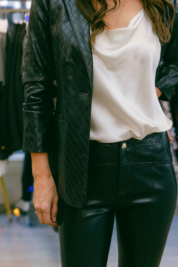 CINQ À SEPT VEGAN LEATHER QUILTED LOREN PANT