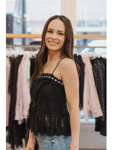 ALICE + OLIVIA ALESSIA LACE RUFFLE TOP