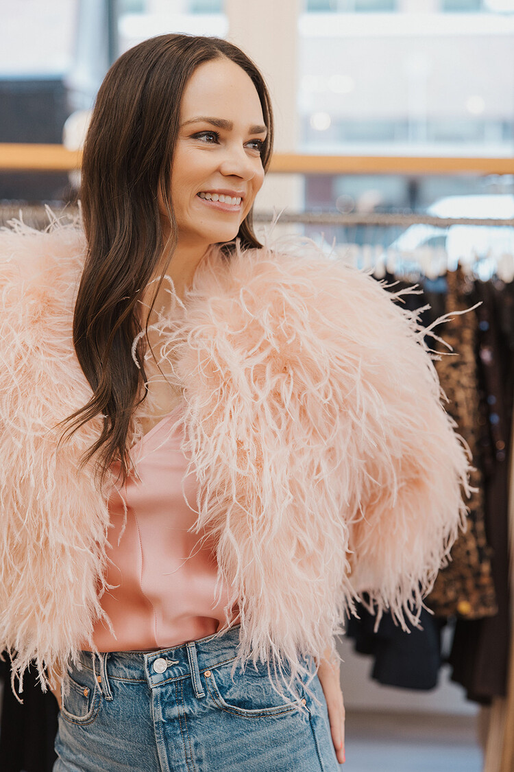 ALICE + OLIVIA KIDMAN FEATHER JACKET