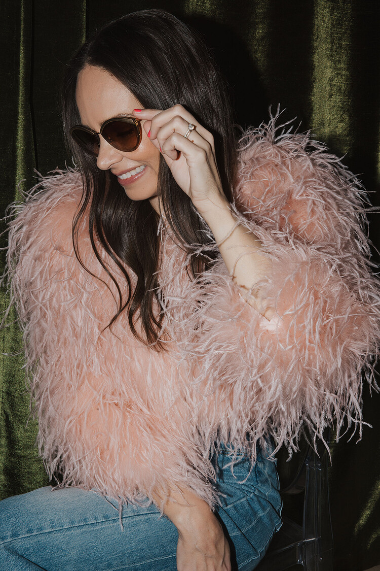 ALICE + OLIVIA KIDMAN FEATHER JACKET