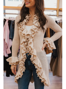 ALICE + OLIVIA YARA RUFFLE CARDIGAN