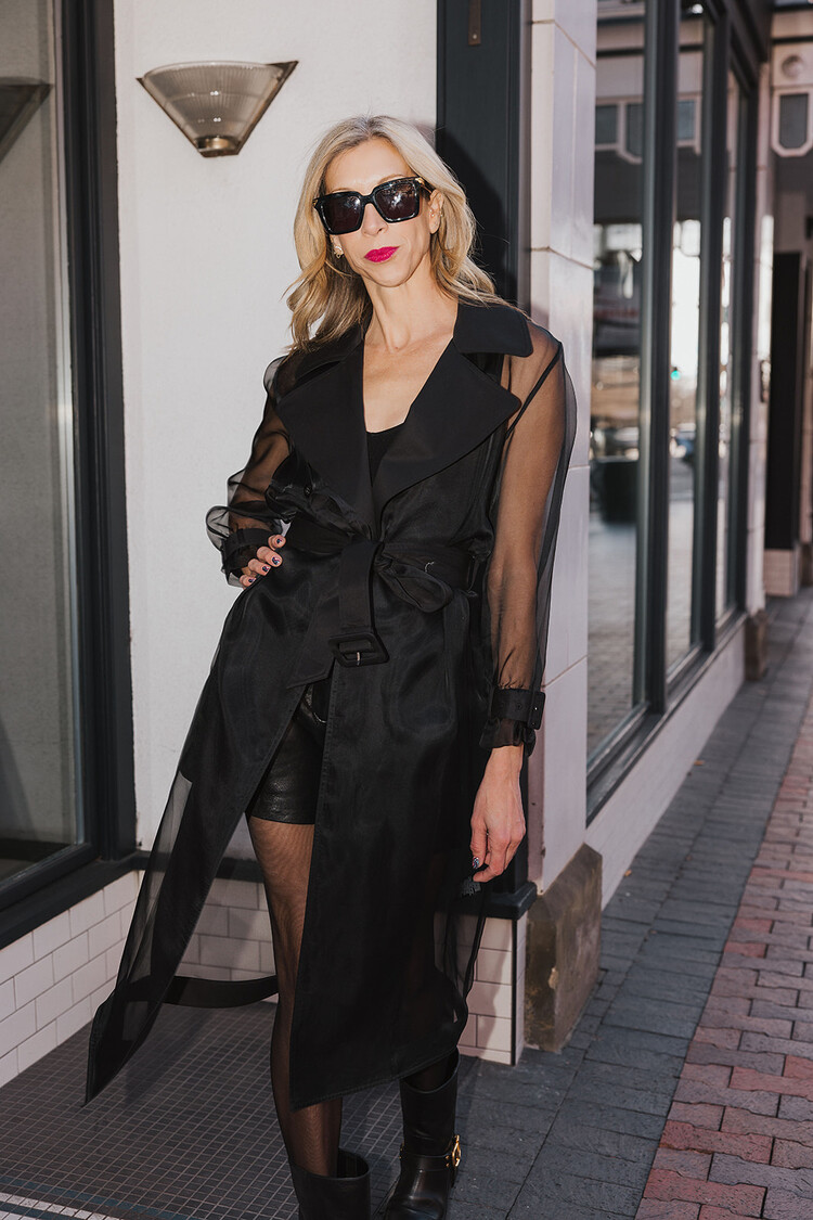 ALICE + OLIVIA SILVIA SHEER TRENCH COAT