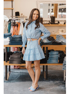 CINQ À SEPT LILI STRIPE THEA SKIRT