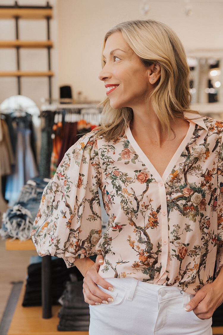 ALICE + OLIVIA CHARIS LS BLOUSE