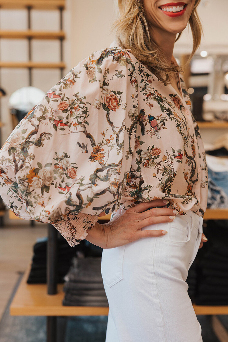 ALICE + OLIVIA CHARIS LS BLOUSE