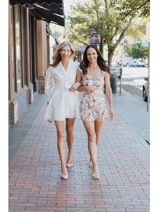 ALICE + OLIVIA LUCY EMBROIDERED MINI SHIRT DRESS