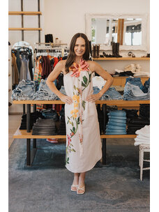 FARM RIO GARDEN TERRACE ONE SHOULDER  MAXI DRESS