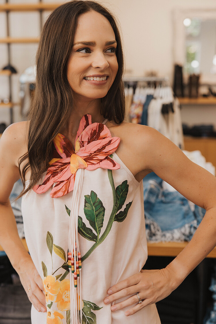FARM RIO  GARDEN TERRACE ONE SHOULDER  MAXI DRESS