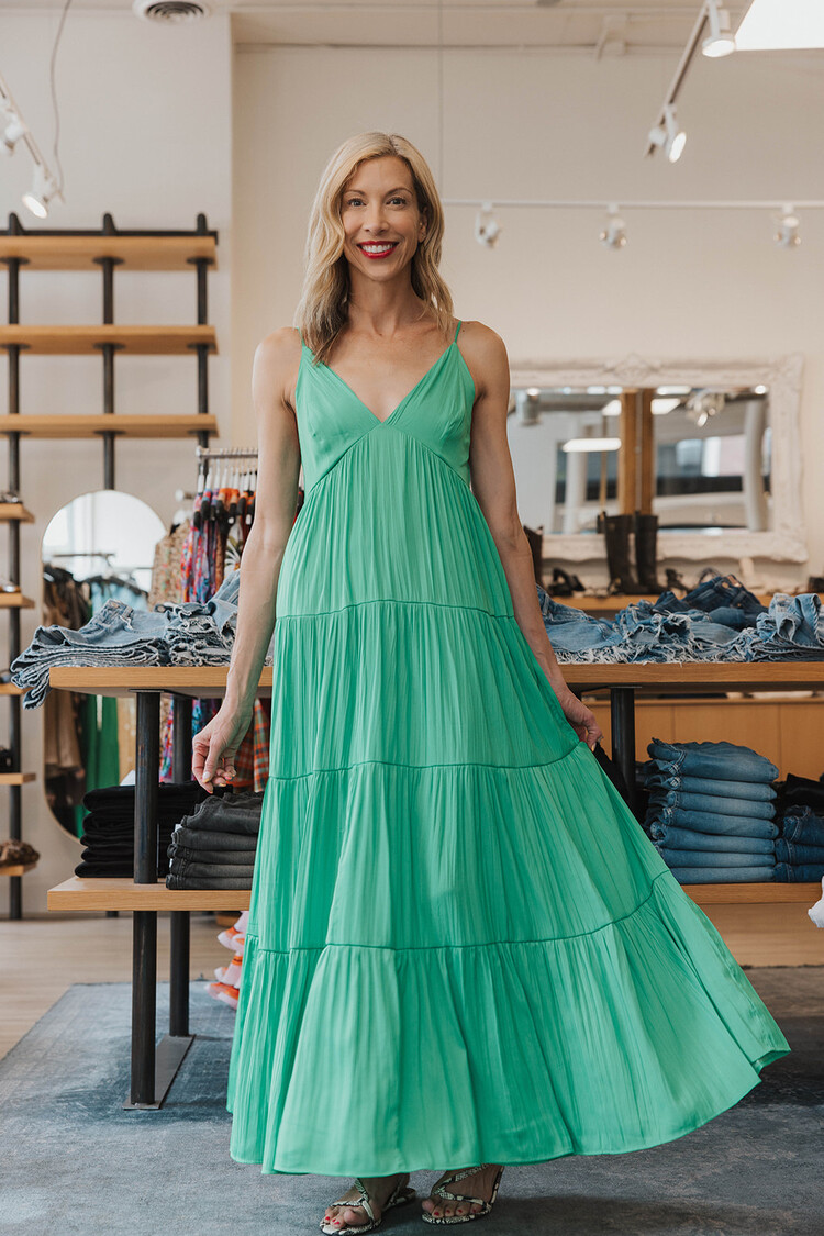 L'AGENCE LUA SLEEVELESS TIERED MAXI DRESS