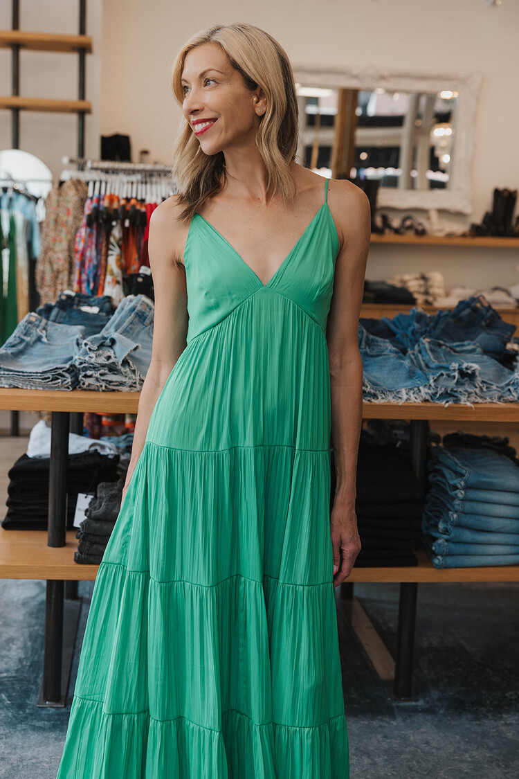 L'AGENCE LUA SLEEVELESS TIERED MAXI DRESS