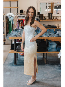 ALICE + OLIVIA FIFI SEQUIN MIDI DRESS