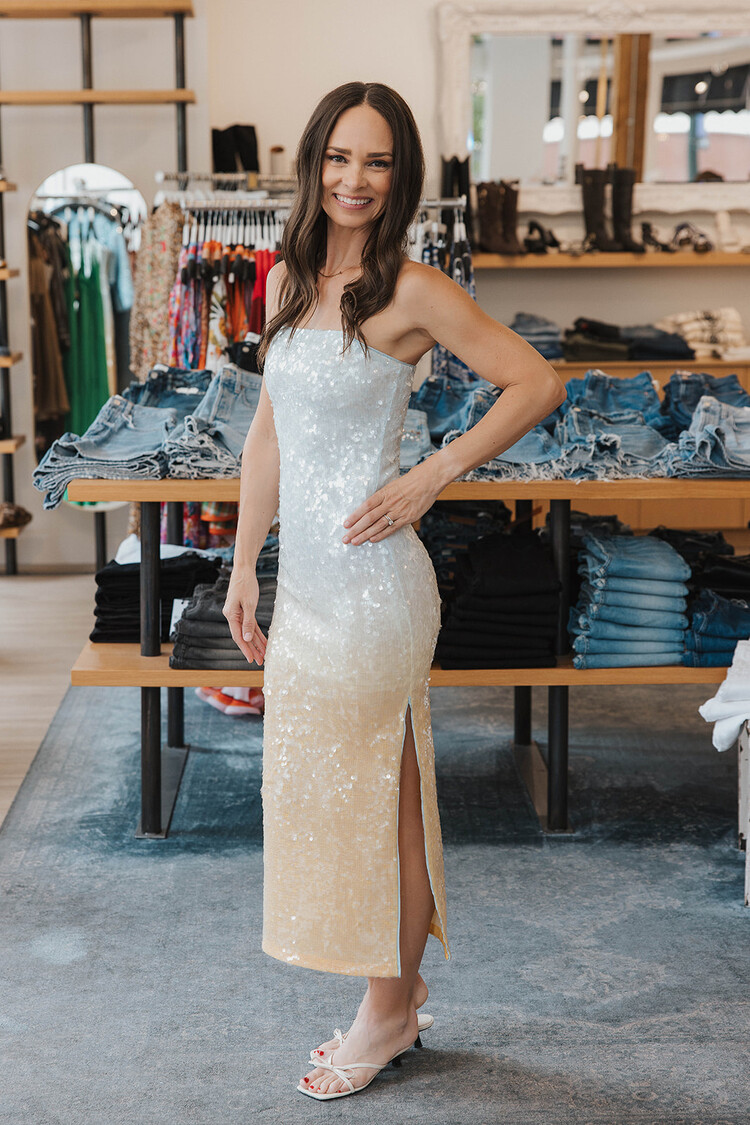 ALICE + OLIVIA FIFI SEQUIN MIDI DRESS