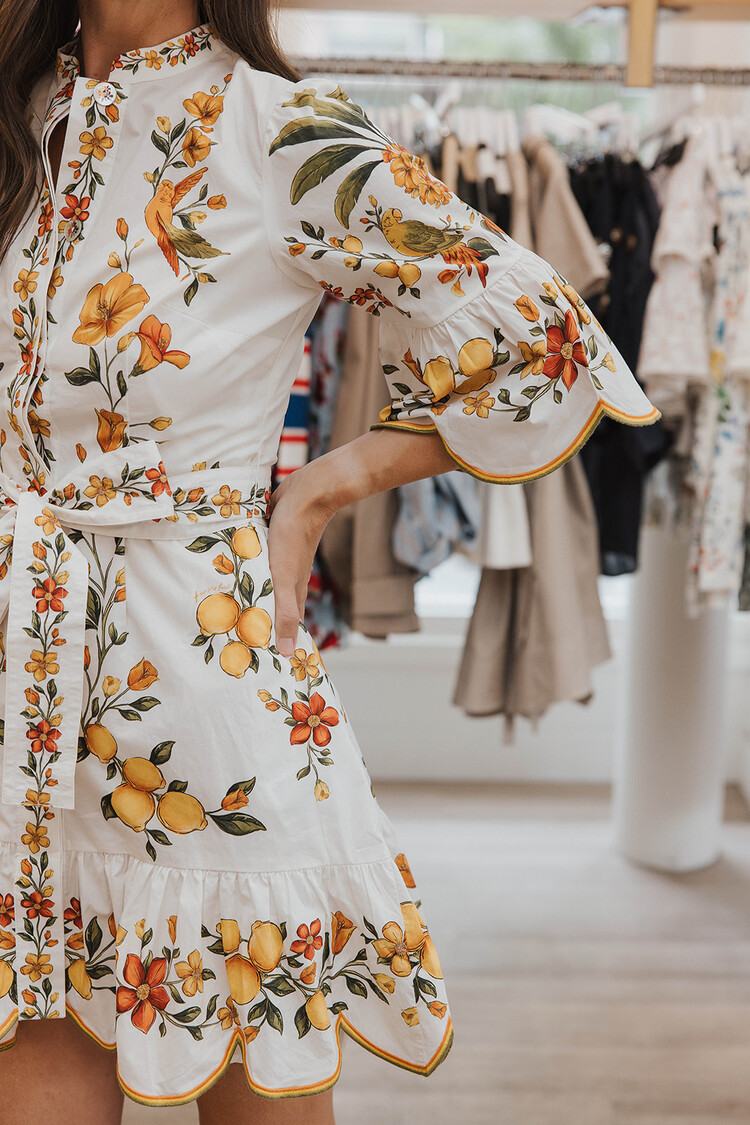 FARM RIO  BOUQUET OFF WHITE MINI DRESS
