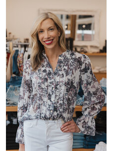 L'AGENCE EUNICE RUFFLE SLEEVE BLOUSE