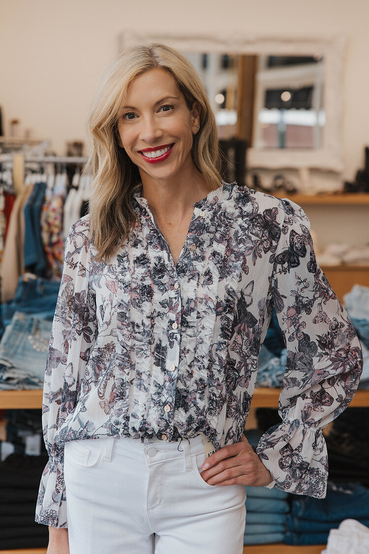 L'AGENCE  EUNICE RUFFLE SLEEVE BLOUSE