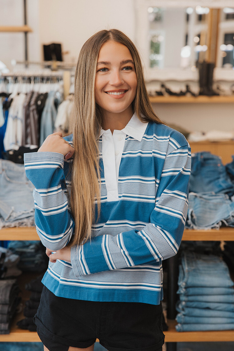 RAG & BONE KELLY STRIPE POLO L/S