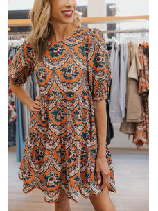 FARM RIO TERRACOTTA MINI DRESS