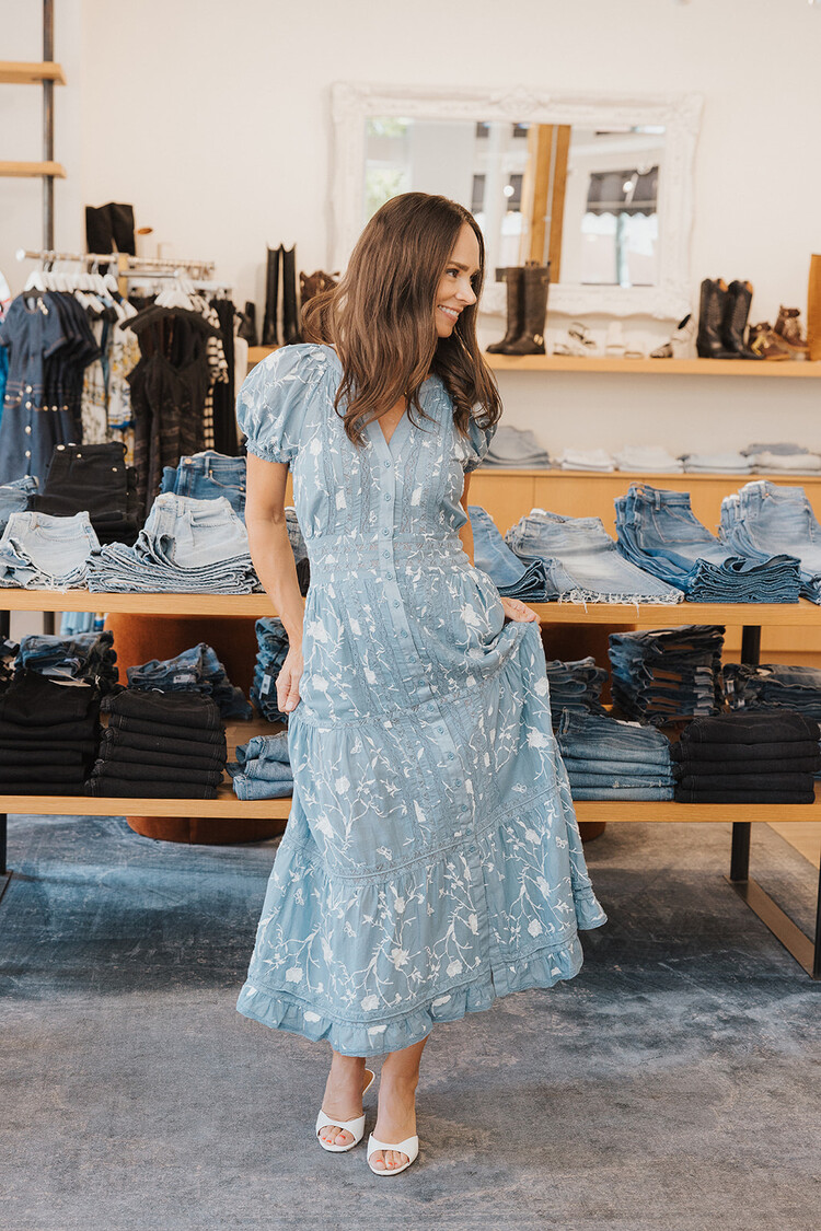 ALICE + OLIVIA ALICE + OLIVIA KATHRYN LACE TRIM MIDI SHIRT