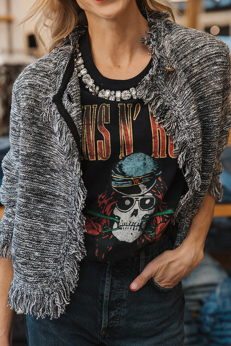 ALICE + OLIVIA JANET FRINGE CARDIGAN JACKET