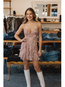 LOVESHACKFANCY LOVESHACKFANCY MELUSINE SNAKESKIN MINI DRESS
