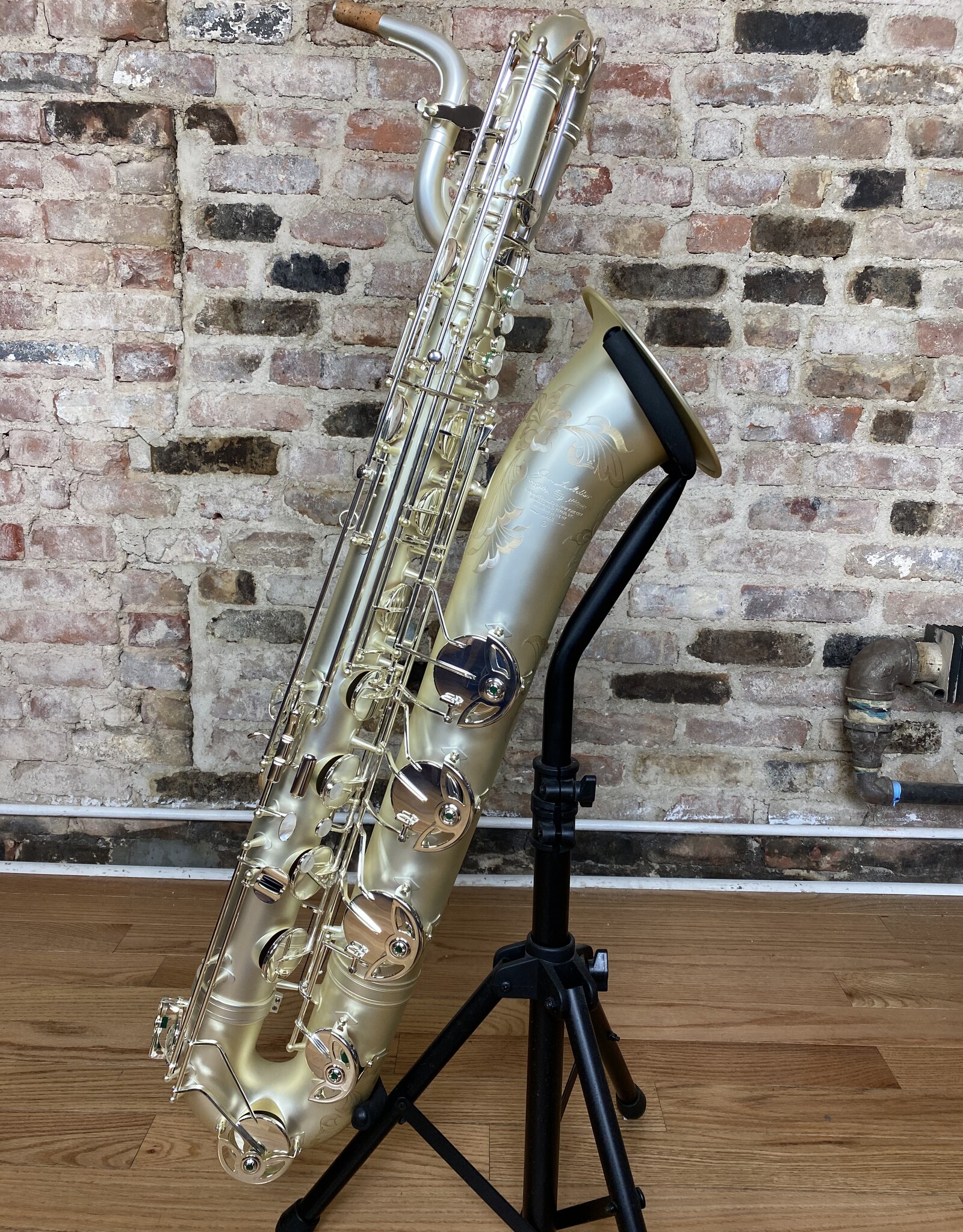 JL Woodwinds Artist Edition New York Signature Low A Baritone Saxophone  Bari Sax in Matte Silver Plated Finish Wow!