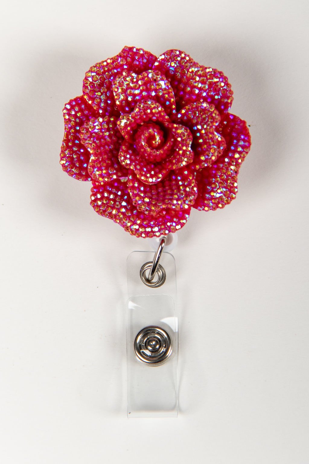 Pink/Silver Rose Badge Reels