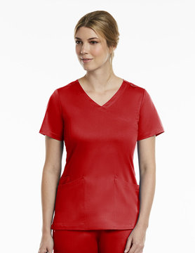 Matrix Matrix Red Curved Women's Mock Wrap Scrub Top 3701