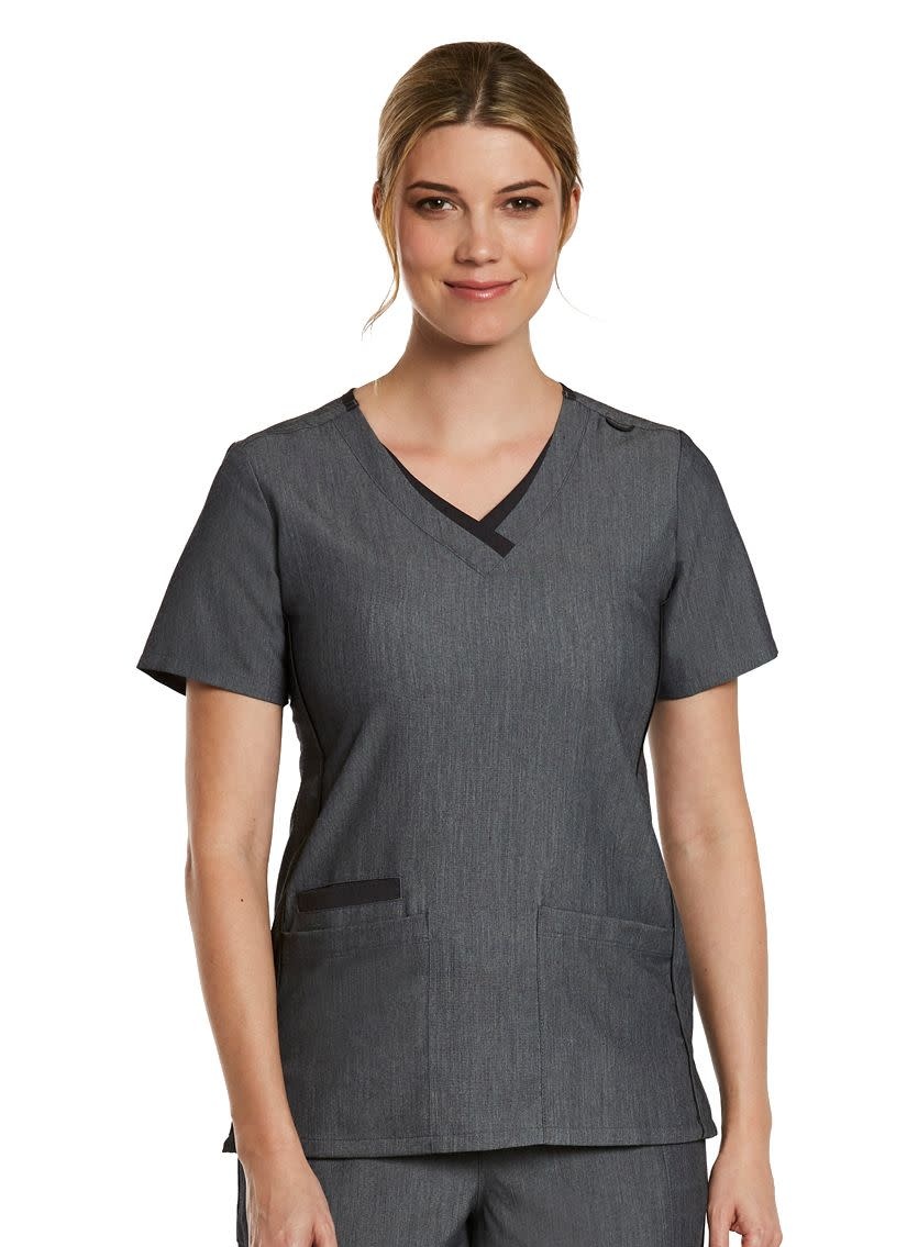 Matrix Pro Heather Gray Contrast Double V-Neck Top 3901