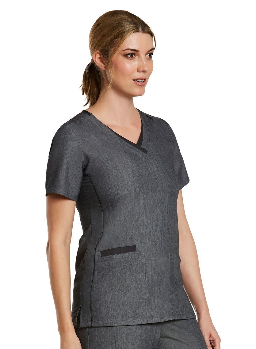 Matrix Pro Heather Gray Contrast Double V-Neck Top 3901