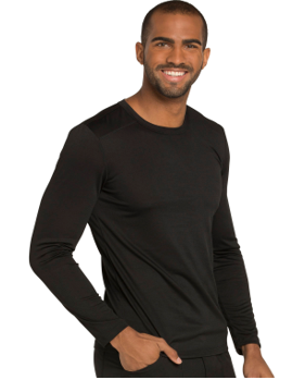 CHEROKEE Black Men's Long Sleeve Underscrub Shirt DK910