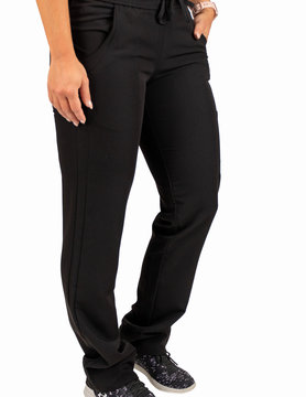 Excel Black Women's Drawstring Waistband Fitted Scrub Pants 960