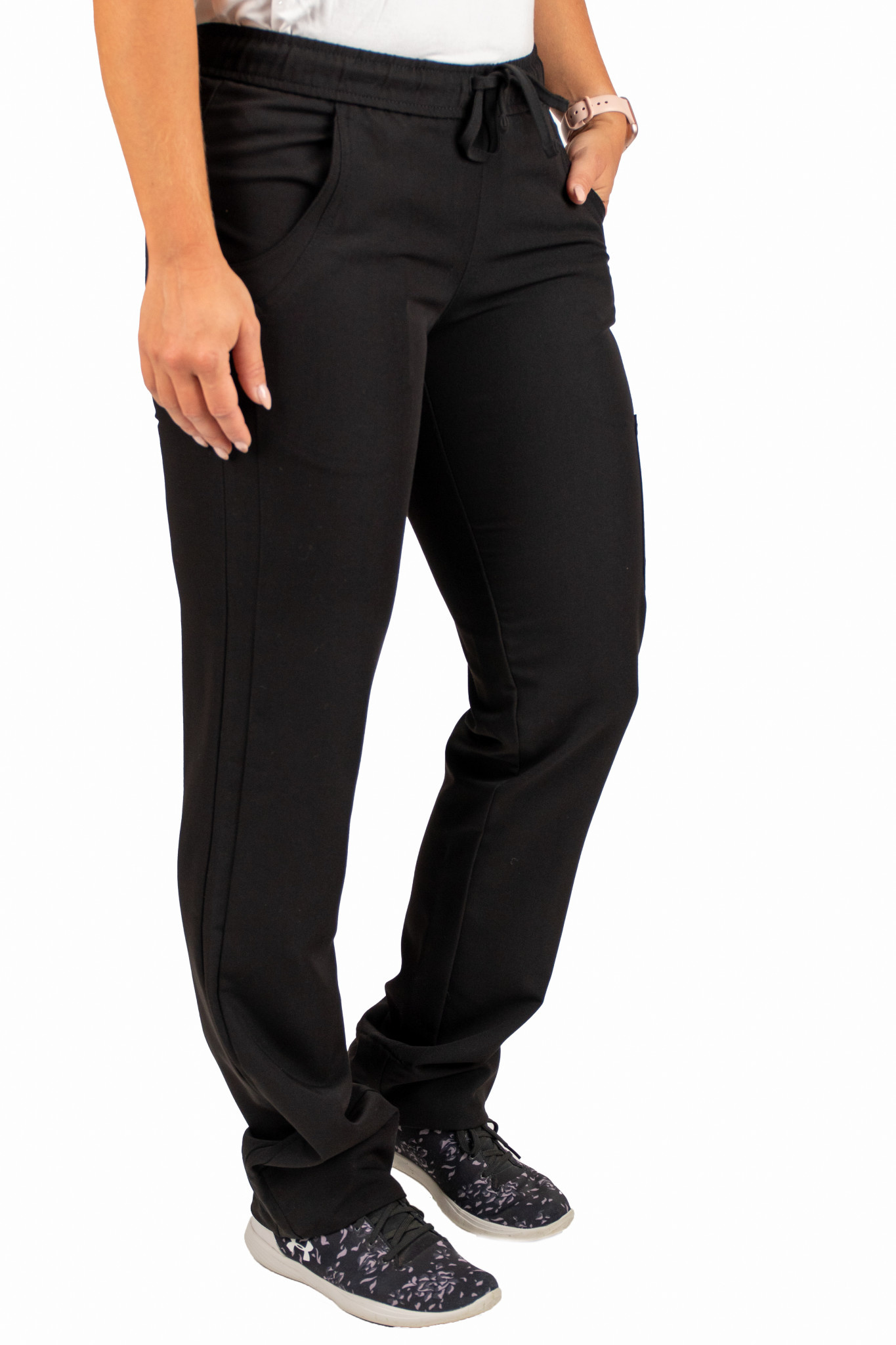 Black Women's Drawstring Waistband Fitted Pants 960