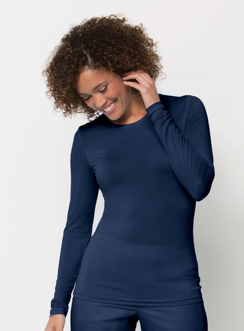 Coolmax Navy Blue Coolmax Long Sleeve Under Scrub Tee 6709