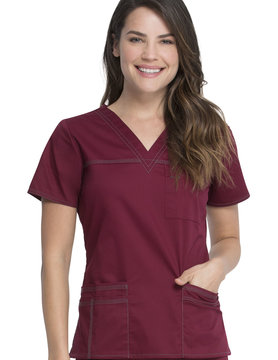 DICKIES Dickies Wine V-Neck Women's Scrub Top 817455