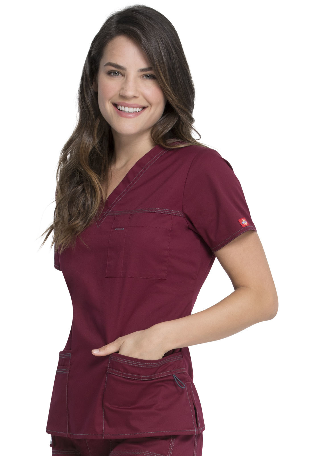 DICKIES Wine V-Neck Women's Top 817455