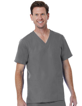 RED PANDA Red Panda Pewter Grey Men's V-Neck Scrub Top 5206